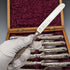 Late Victorian British antique silver plate cutlery, 6 pairs, in wooden box